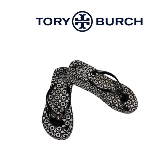 Tory Burch Shoes - Tory Burch Black & White Flip Flops. Sz 7